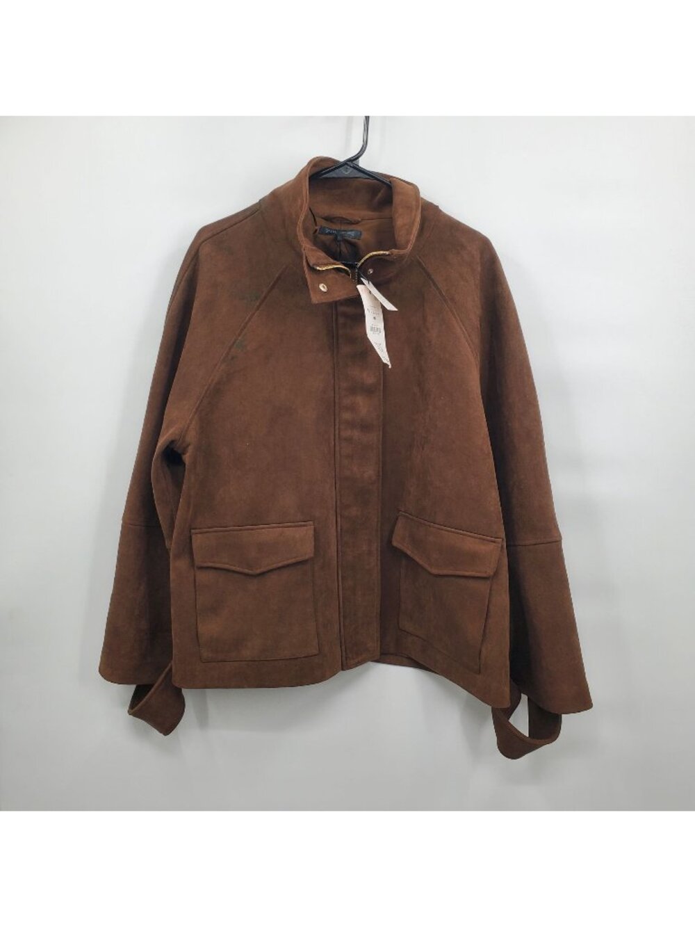 ZARA Faux Suede Jacket Women Size Medium NWT Pockets STAINED